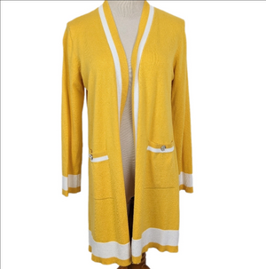 Verve Ami Open Front Cardigan Size Large Yellow Sunny